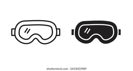 Snow Goggle icon symbol set in black. line and flat icons