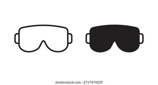 Iconos de gafas de nieve. Píxel perfecto. Icono de contorno de Vector. Concepto de logotipo plano.