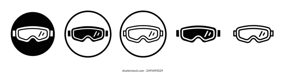 Snow Goggle vector icon set in black and white color.