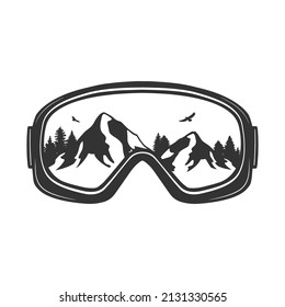 Snow Goggles Illustration Clip Art Design Shape. Mountain Sport Glasses Silhouette Icon Vector.