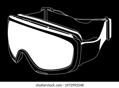 snow goggles white on black background