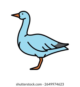 snow goose color line icon for digital and print projects. Arctic animals. Minimal clean icons for apps and websites. Modern simple icons for UI UX and branding