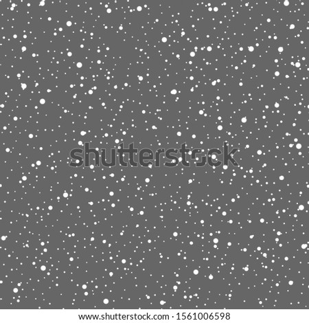 Snow gray background. Christmas snowy winter design. White falling snowflakes, abstract landscape. Cold weather effect. Magic nature fantasy snowfall texture decoration. Vector illustration