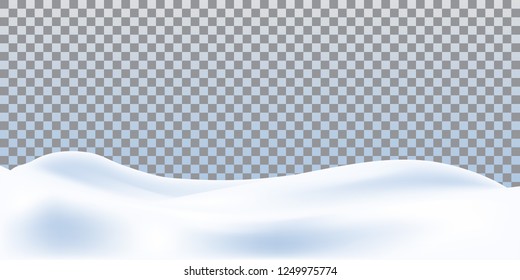 Snow Ground. Realistic Snowdrift Isolated On Transparent Background. Snowy Landscape. Vector Illustration.