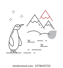 Snow Habitat Penguin Vector Icon Design