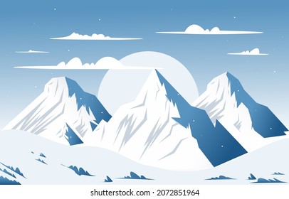Snow High Peak Mountain Frozen Ice Nature Landscape Adventure Illustration