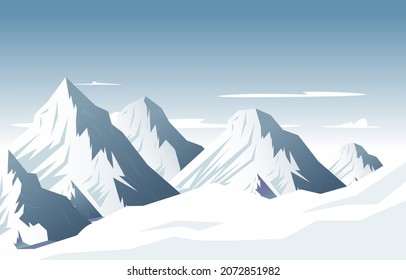 Snow High Peak Mountain Frozen Ice Nature Landscape Adventure Illustration