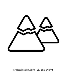 Icono de la colina de nieve, Vector de línea