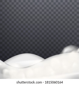 Snow Hill And Snowdrift Landscape Scene Vector. Snowflakes On Snow Hill, Snowy Winter Season Weather Natural Decoration. Frost Land Space Concept Template Realistic 3d Illustration