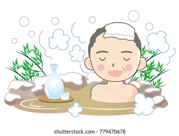 Snow Hot spring image - man 
