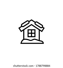 Snow house Icon  in black line style icon, style isolated on white background