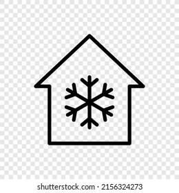 Nieve, ícono de casa simple. Diseño plano. Cuadrícula transparente.