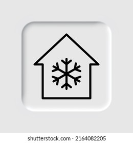 Snow, house simple icon. Flat design. Neumorphism design.ai