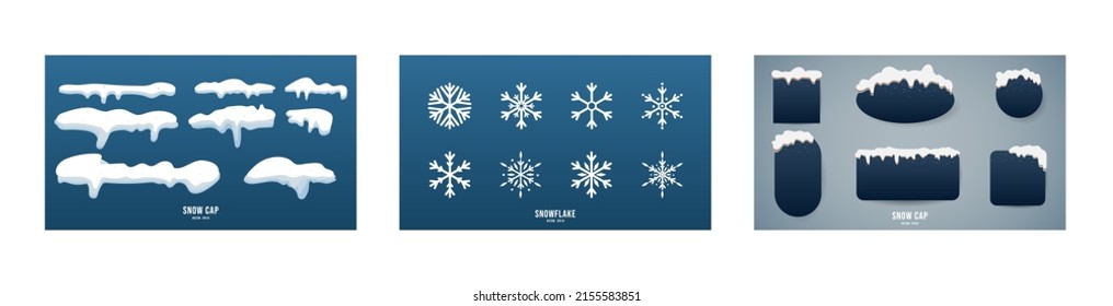Snow and ice cap banners set illustration in winter seasons , Flat Modern design , illustration Vector  EPS 10