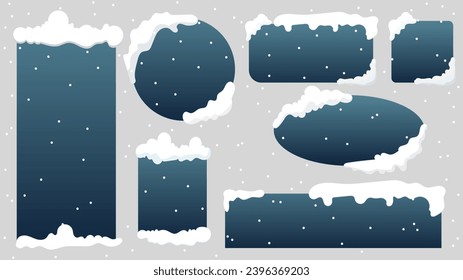 Snow and ice cap banners set illustration in winter seasons , Flat Modern design , illustration Vector  EPS 10