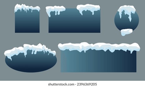 Snow and ice cap banners set illustration in winter seasons , Flat Modern design , illustration Vector  EPS 10