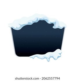 Snow ice cap composition of hole with snowflakes surronded by piles of snow vector illustration