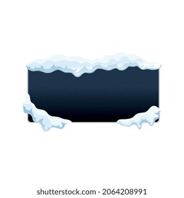 Snow ice cap composition of hole with snowflakes surronded by piles of snow vector illustration