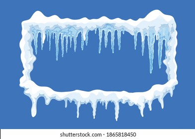 Composición del marco de la capa de hielo de nieve con forma de rectángulo pila de nieve con músculos y espacio vacío ilustración vectorial