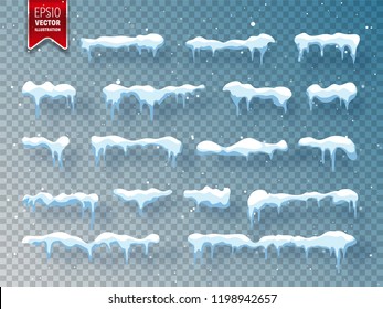 Snow, Ice Cap With Shadow. Snowfall And Snowflakes. Winter Season. Transparent Background. Christmas And New Year Time.