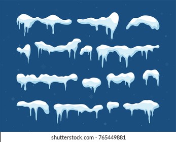 Snow, ice cap. Snowfall with snowflakes. Winter season. Isolated on white background.