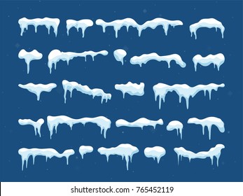 Snow, Ice Cap. Snowfall With Snowflakes. Winter Season. Isolated On White Background.