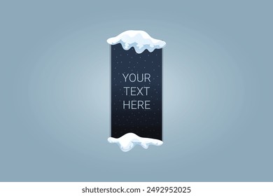 Snow and ice cap with text here gap banners design illustration editable background