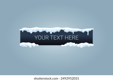 Snow and ice cap with text here gap banners design illustration editable background