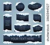 Snow ice cap your text here advertising black banners set rectangular square oval round shapes vector illustration 