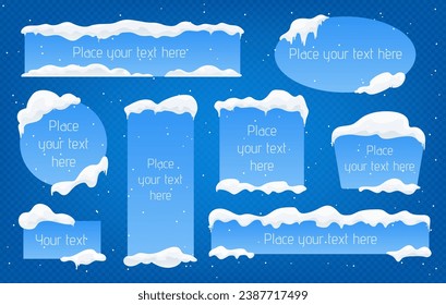 Snow ice caps place for your text here advertising blue banners set rectangular square oval round circle  shapes vector illustration