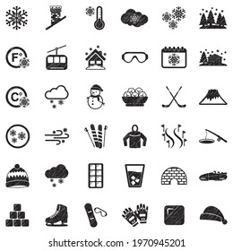 Snow And Ice Icons. Black Scribble Design. Vector Illustration.