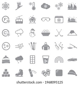 Snow And Ice Icons. Gray Flat Design. Vector Illustration.