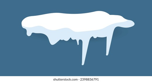 Ein Schnee- und Eisschmelz-Objekt, Element. Weißblauer Schnee. Schneerahmen-Dekoration einzeln auf blauem Hintergrund. Vektorgrafik, Illustration