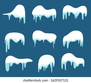 Snow and ice on blue background. vector illustration