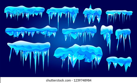 Snow, ice with shadow. Snowfall and snowflakes. Winter season. Blue background. Christmas and New Year time.
