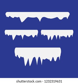 Snow and ice vector frames. Winter cartoon snow caps, snowdrifts and icicles. Illustration of snowcap for web design