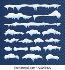 Snow   ice vector frames  Winter cartoon snow caps  snowdrifts   icicles  Illustration snowcap for web design