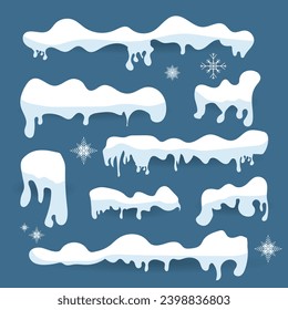 Vector de hielo de nieve. Diseño de hielo invernal. Nieve y hielo. Patrón de nieve azul blanco. Decoración de marco de nieve aislada en un fondo azul. Navidad, concepto de Año Nuevo