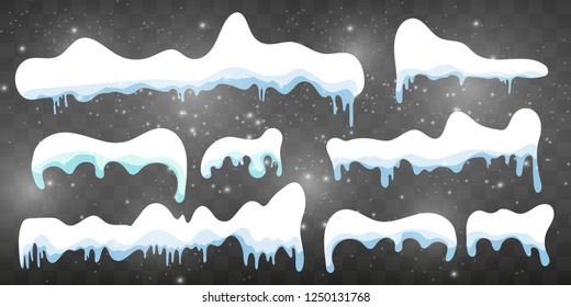 Snow ice. Winter design. Snow and ice. White blue snow pattern. Snow frame decoration isolated on blue background. Christmas, New Year. Frozen ice texture. Snowdrifts. Ice.
