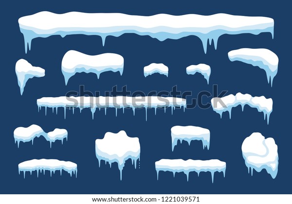 つららや氷のかさの雪 冬の気象エレメント 降雪と凍結 漫画のスタイル ベクターイラスト のベクター画像素材 ロイヤリティフリー