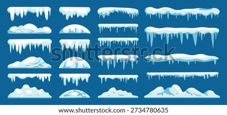 Snow and Icicles Collection Vector Set Winter Ice Dripping Snow Caps Game Assets