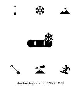 Snow icon. collection of 7 snow filled icons such as mountain, shovel, snowflake. editable snow icons for web and mobile.