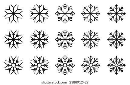 snow icon collection, vector isolated on white background. Christmas celebration ornament design for posters, greeting cards, brochures, banners, social media.