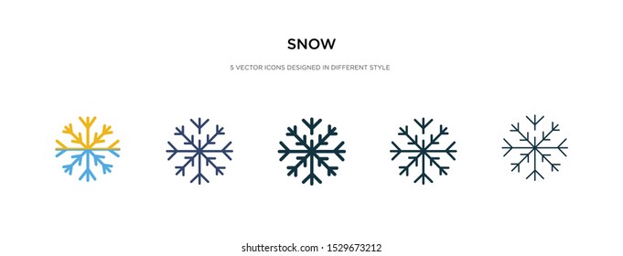 snow icon in different style vector illustration. two colored and black snow vector icons designed in filled, outline, line and stroke style can be used for web, mobile, ui