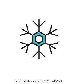 snow icon filled outline vector. isolated on white background