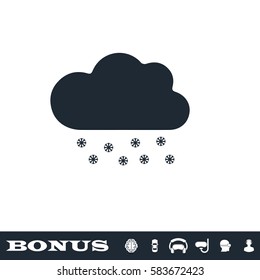 Snow icon flat. Black pictogram on white background. Vector illustration symbol and bonus button