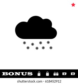 Snow icon flat. Black pictogram on white background. Vector illustration symbol and bonus button open and closed lock, folder, star