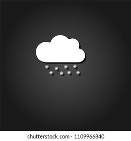 Snow icon flat. Simple White pictogram on black background with shadow. Vector illustration symbol