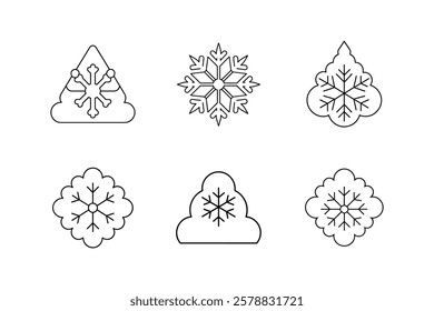 snow icon line art vector illustration