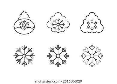 snow icon line art vector illustration